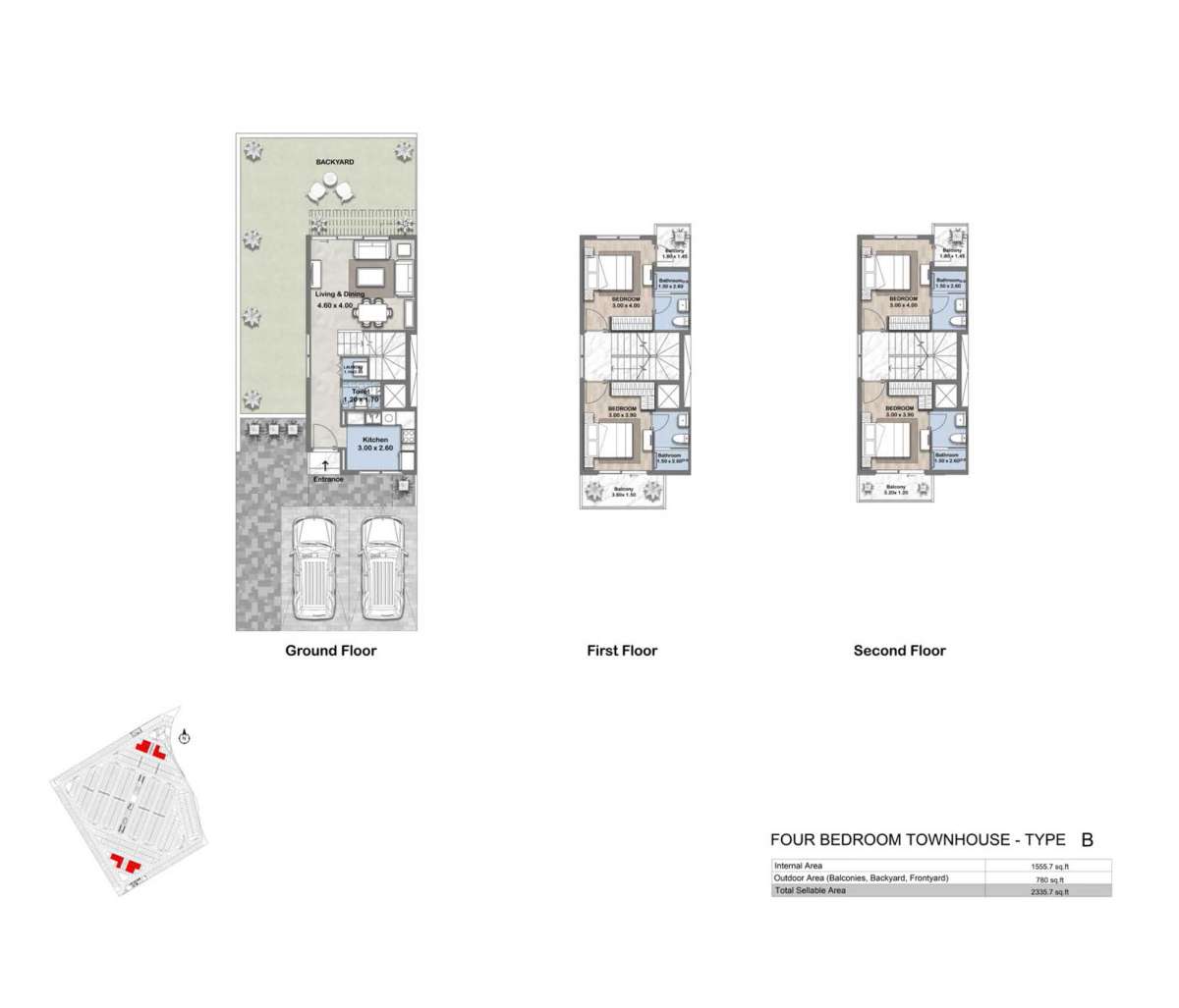 Floor plan - Type B - 4BHK - Reportage Hills